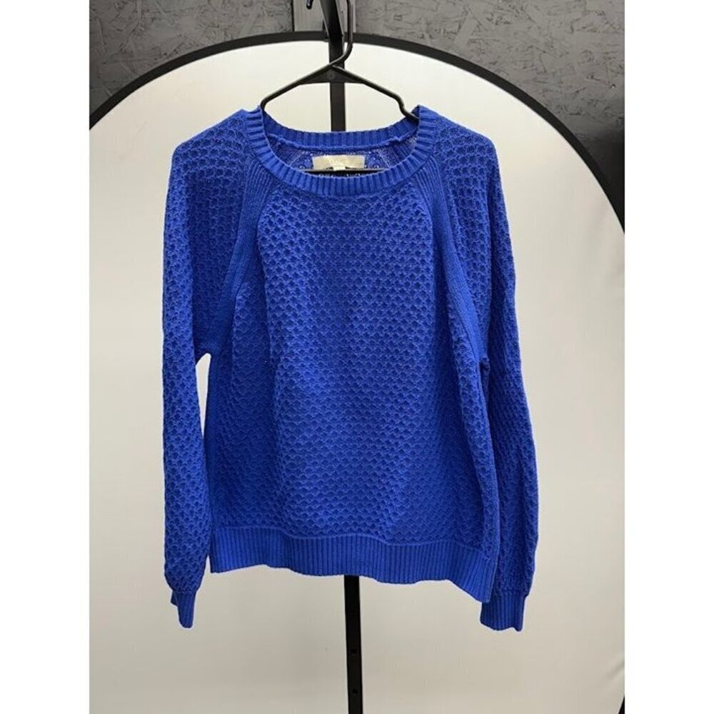 LOFT Petites Blue Knit Crewneck Sweater